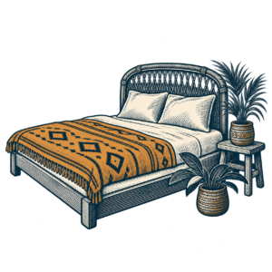 Moroccan surf-house bed illustration